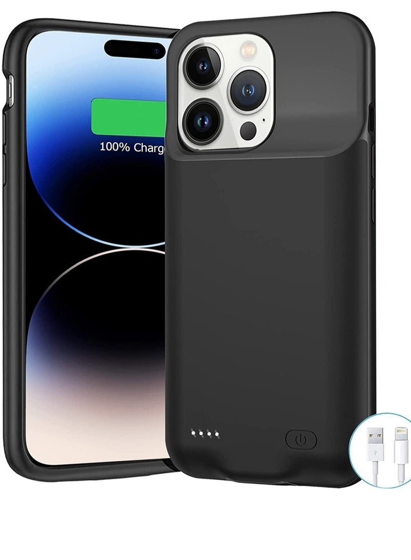 MUNTAQI iPhone 14 Pro 3500mAh Slim Portable Protective Charging Case with CarPlay Compatible with iPhone 14 Pro (6.1 inch) Rechargeable Battery Pack Charger Case (Black) - Image 1