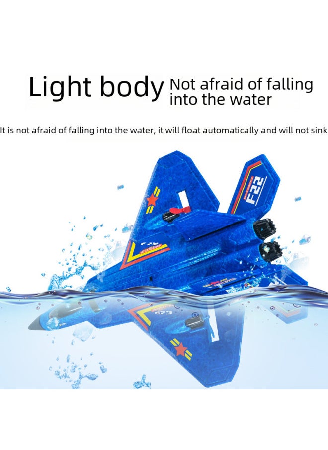 Generic - Sea, Land And Air Tripod Remote Control Aircraft F22 Glider EPP Foam Fixed Wing Electric Toy Aircraft Cross-border-Color:Blue (double Electric + Waterproof + Light Band) - Image 1
