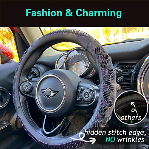 PINCTROT Large Size Steering Wheel Cover Great Grip with 3D Honeycomb Anti-Slip Design, 15.5-15.75 Inch (Purple) - Image 2