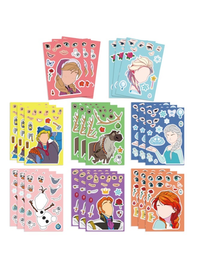 8 Sheets/Set Princess Stickers Make a Face Puzzle Stickers DIY Craft for Kids  - Image 1