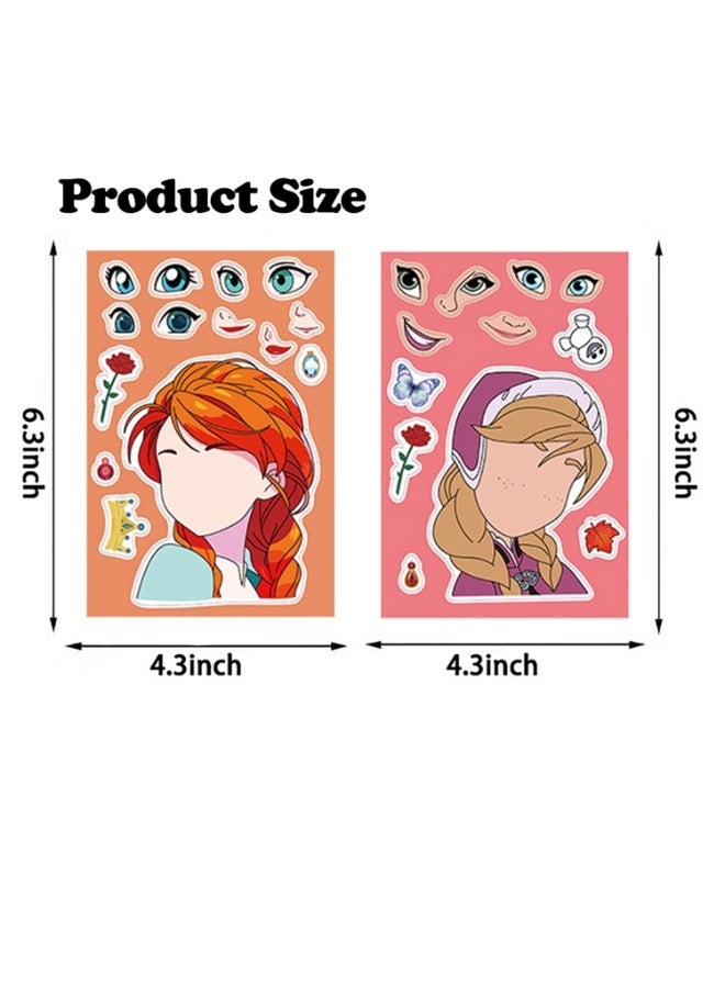 8 Sheets/Set Princess Stickers Make a Face Puzzle Stickers DIY Craft for Kids  - Image 3