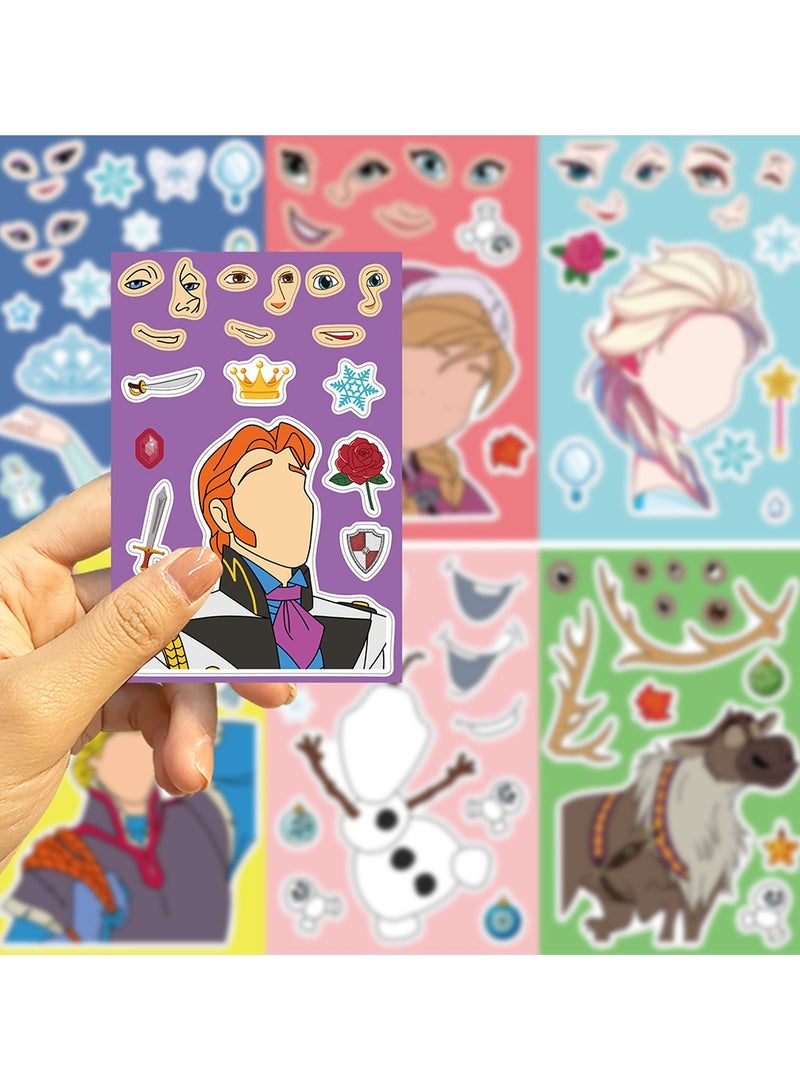8 Sheets/Set Princess Stickers Make a Face Puzzle Stickers DIY Craft for Kids  - Image 4