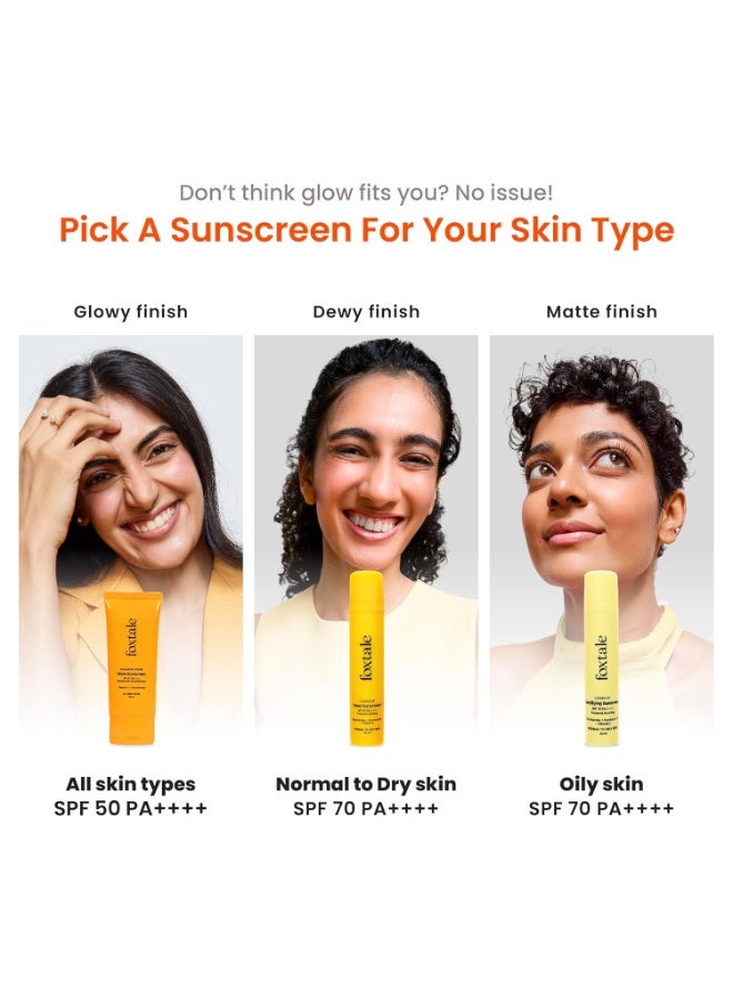 Foxtale SPF 70 Niacinamide Dewy Sunscreen with PA++++ For Dewy Sun Protection|Prevents Tan|Lightenweight, Non Greasy, No White Cast|Anti-Tan Formula|For Men & Women|For all skin type,50 Ml - Image 3