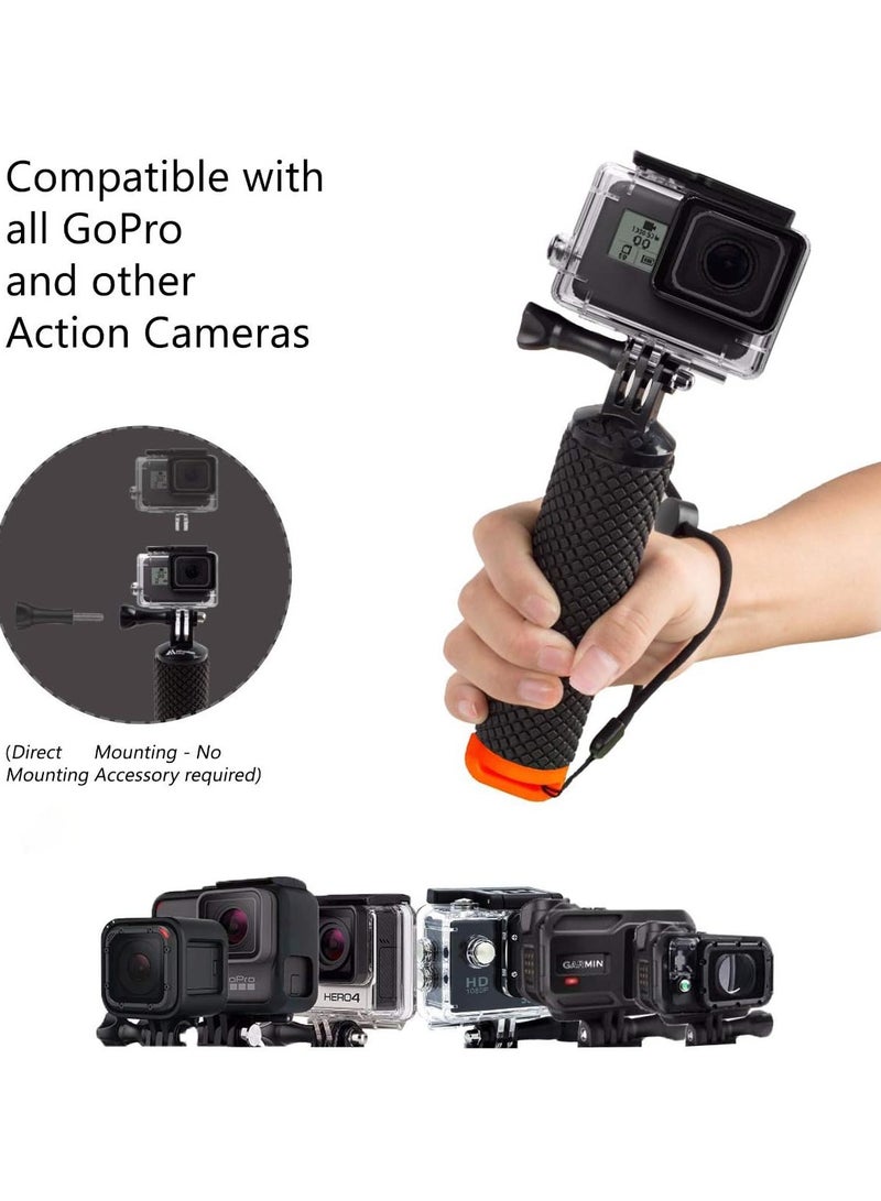 AROAQ Waterproof Floating Hand Grip Compatible with GoPro Hero 12 11 10 9 8 7 6 5 4 3+ 2 1 Session Black Silver Camera Handler & Handle Mount Accessories Kit for Water Sport and Action Cameras (ORANGE)  - Image 2