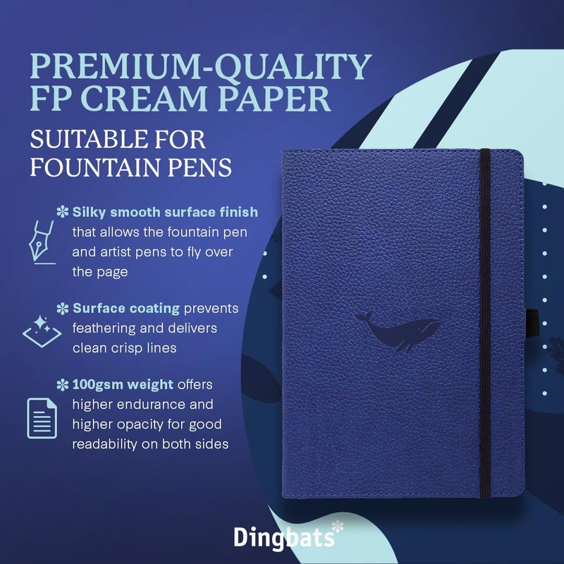 Dingbats* Notebooks Dingbats Wildlife Dotted Journal A5 - Vegan Leather Hard Cover, Ideal for Work, Travel - Pocket, Elastic Closure, Bookmark - Image 2