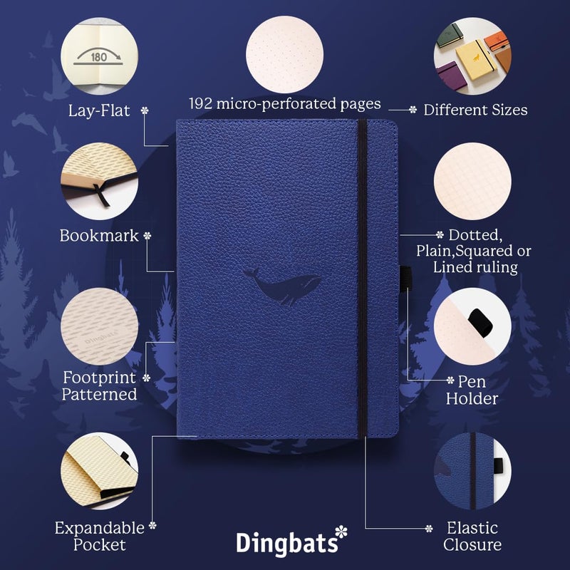 Dingbats* Notebooks Dingbats Wildlife Dotted Journal A5 - Vegan Leather Hard Cover, Ideal for Work, Travel - Pocket, Elastic Closure, Bookmark - Image 3