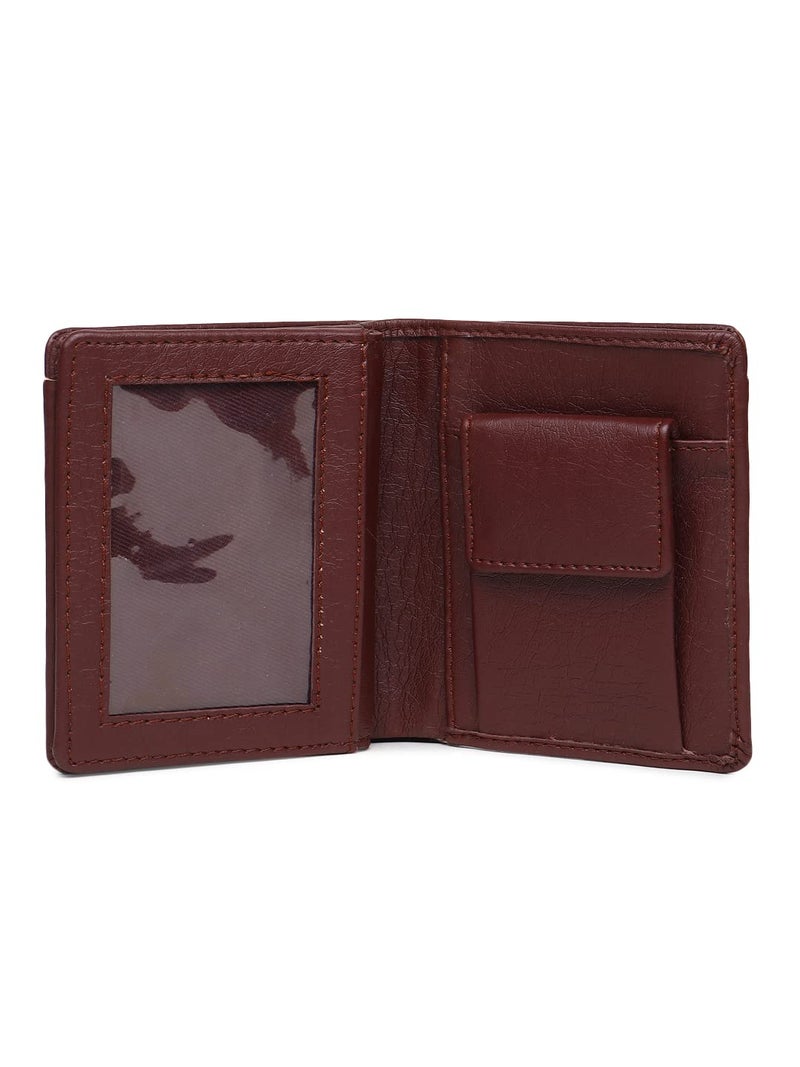 SAMTROH Mini PU Leather Wallet for Men | Slim Bifold Gents Purse with 5 Card Slots, ID Card Slot, Coin Pocket, Secret Compartment and 2 Currency Sections | Compact Stylish Men’s Wallet (Brown) - Image 3