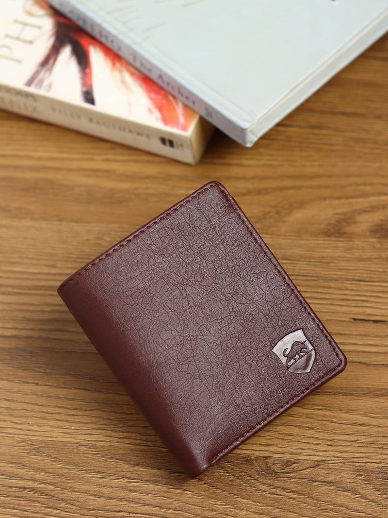 SAMTROH Mini PU Leather Wallet for Men | Slim Bifold Gents Purse with 5 Card Slots, ID Card Slot, Coin Pocket, Secret Compartment and 2 Currency Sections | Compact Stylish Men’s Wallet (Brown) - Image 2