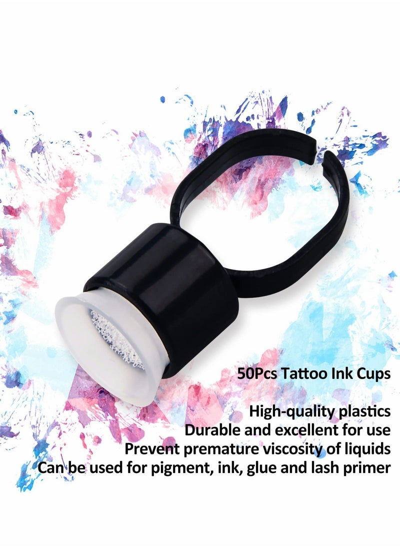 Y&D - Pigment Cups Ink Ring 50Pcs Cup Rings for Glue and Eyebrow Tool Microblading Supplies - Image 1