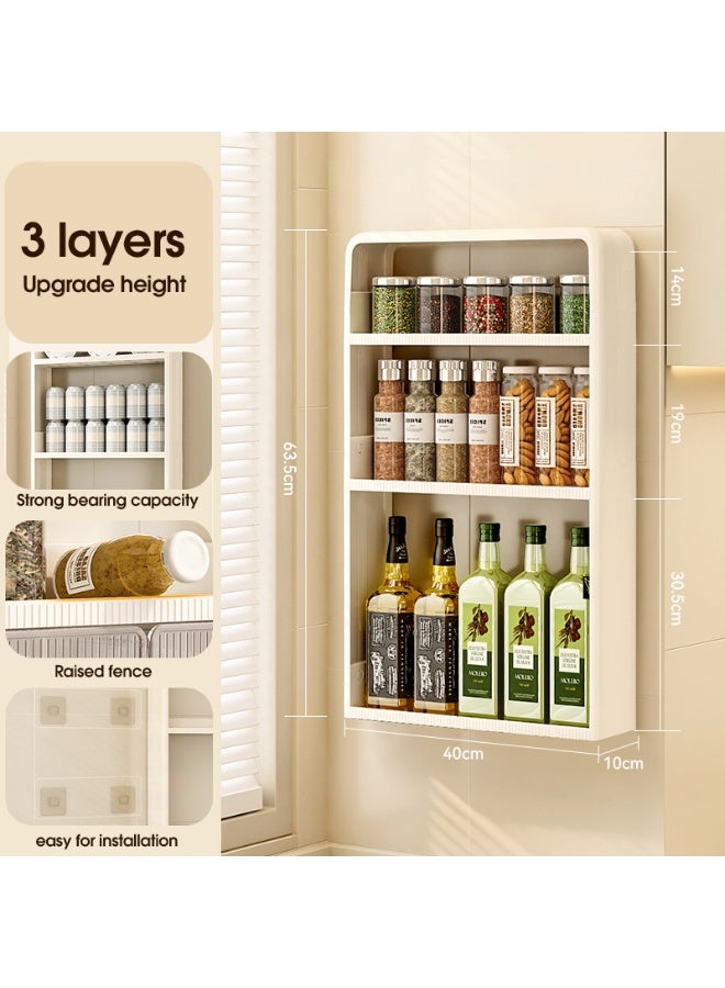 ايست من نون منظم ملحقات سرير مثبت على الحائط من البلاستيك، منظمات مخزن وتخزين أو تنظيم مطبخ للتنظيم، حمام، مخازن، 40 × 10 × 63.5 سم، كريمي - Image 2