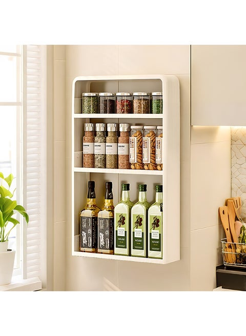 Plastic Adhesive Wall Mounted Bedside Accessories Organizer, Pantry Organizers and Storage or Kitchen Organization for Organizing, Bathroom, Pantries, 40 x 10 x 63.5 cm, Cream