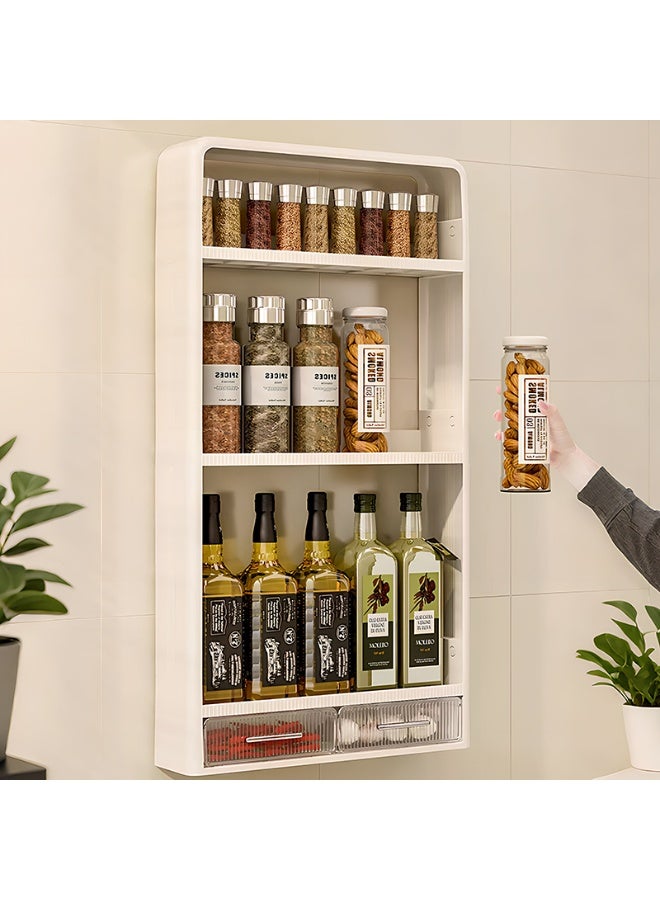 ايست من نون منظم ملحقات سرير مثبت على الحائط من البلاستيك، منظمات مخزن وتخزين أو تنظيم مطبخ للتنظيم، حمام، مخازن، 40 × 10 × 63.5 سم، كريمي - Image 3