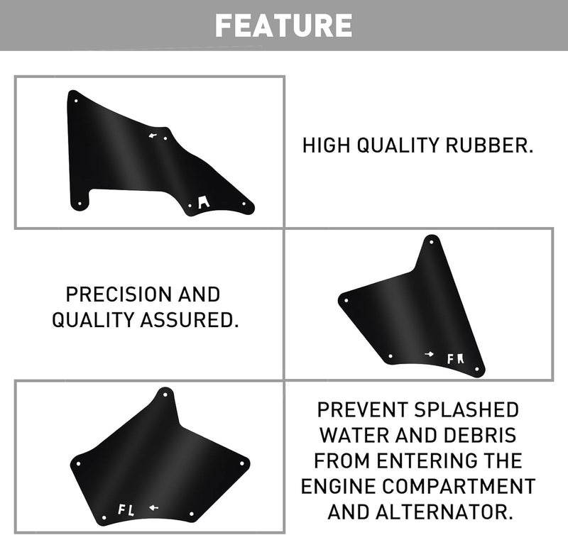 ECOTRIC Compatible with 2003-2009 Toyota 4Runner Splash Shield with Clips Fender Liner Guard Seals Splash Guard 4 Pcs - Image 5