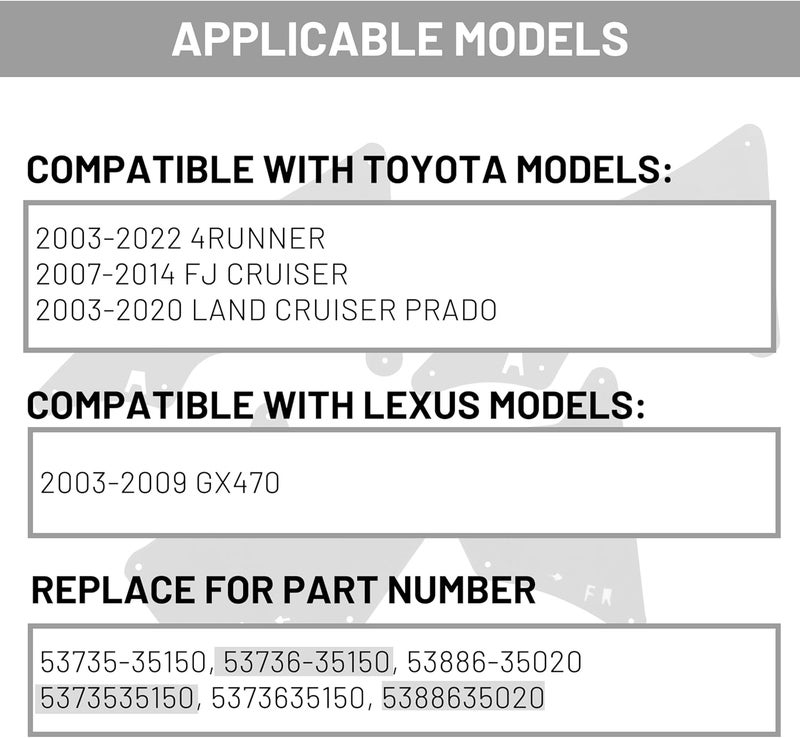 ECOTRIC Compatible with 2003-2009 Toyota 4Runner Splash Shield with Clips Fender Liner Guard Seals Splash Guard 4 Pcs - Image 2