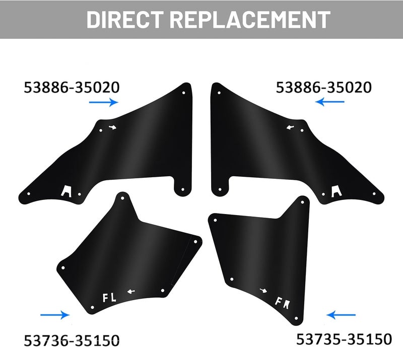 ECOTRIC Compatible with 2003-2009 Toyota 4Runner Splash Shield with Clips Fender Liner Guard Seals Splash Guard 4 Pcs - Image 3