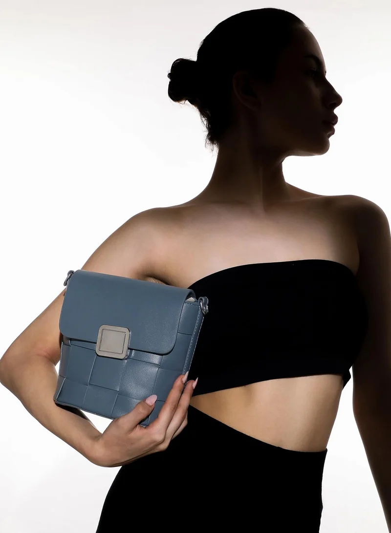 Haute Sauce Solid Interlock Regular Vegan Leather Sling Bag with Detachable Strap For Women