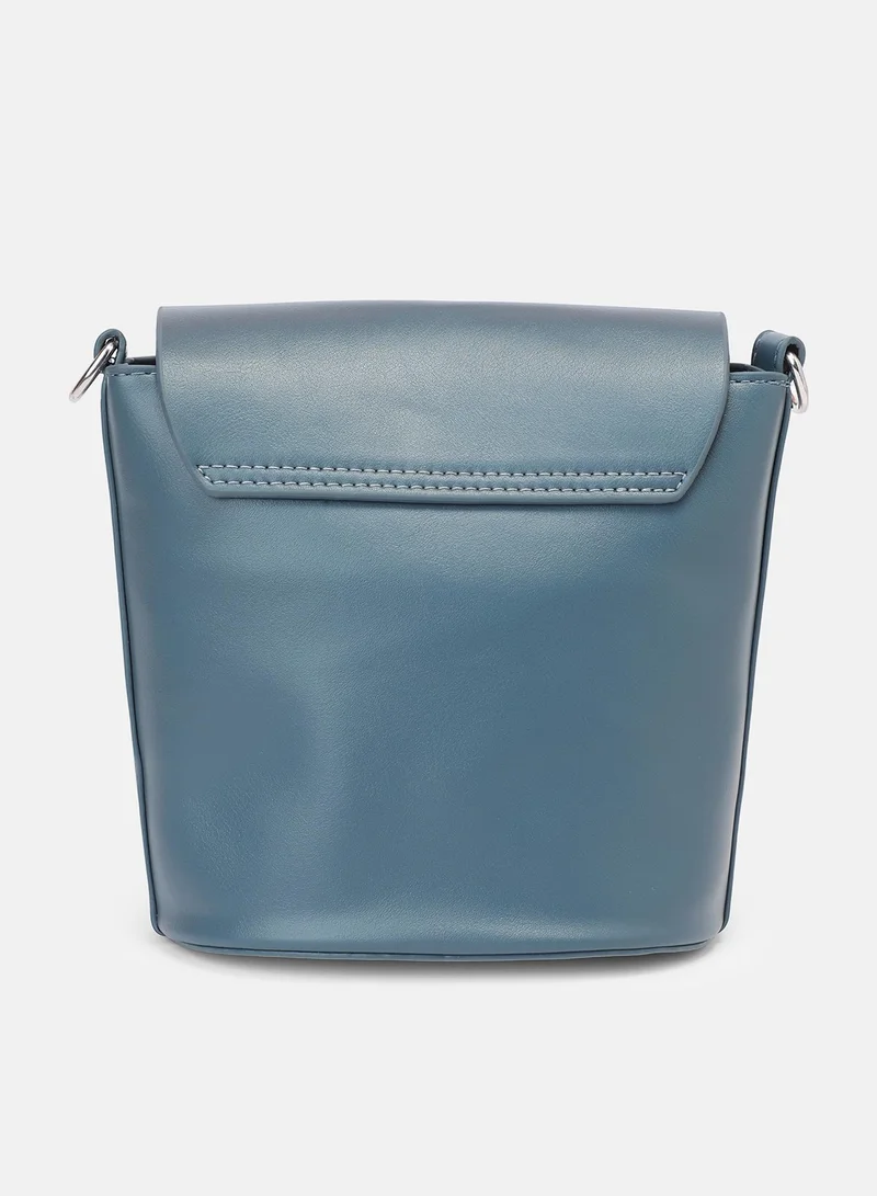 Haute Sauce Solid Interlock Regular Vegan Leather Sling Bag with Detachable Strap For Women