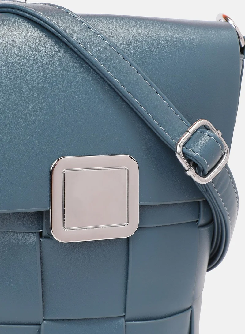 Haute Sauce Solid Interlock Regular Vegan Leather Sling Bag with Detachable Strap For Women