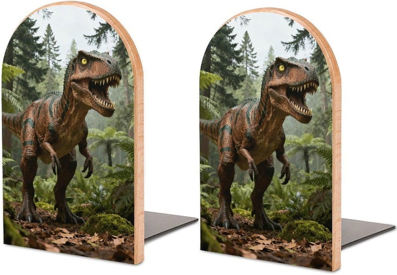 Overlord's Roar Bookends 1 Pair Solid Natural Wooden Book Ends, Duty Cute Book Stoppers, Decorative Book Holders for Home Office Desk Shelf, Perfect for Students, Book Lovers - Image 1