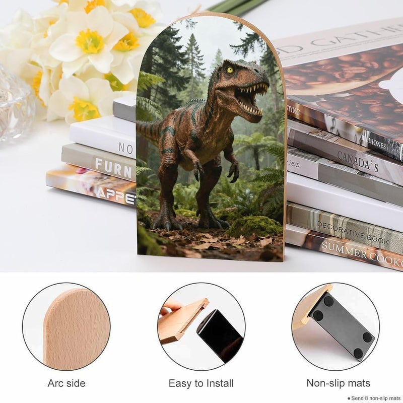 Overlord's Roar Bookends 1 Pair Solid Natural Wooden Book Ends, Duty Cute Book Stoppers, Decorative Book Holders for Home Office Desk Shelf, Perfect for Students, Book Lovers - Image 4