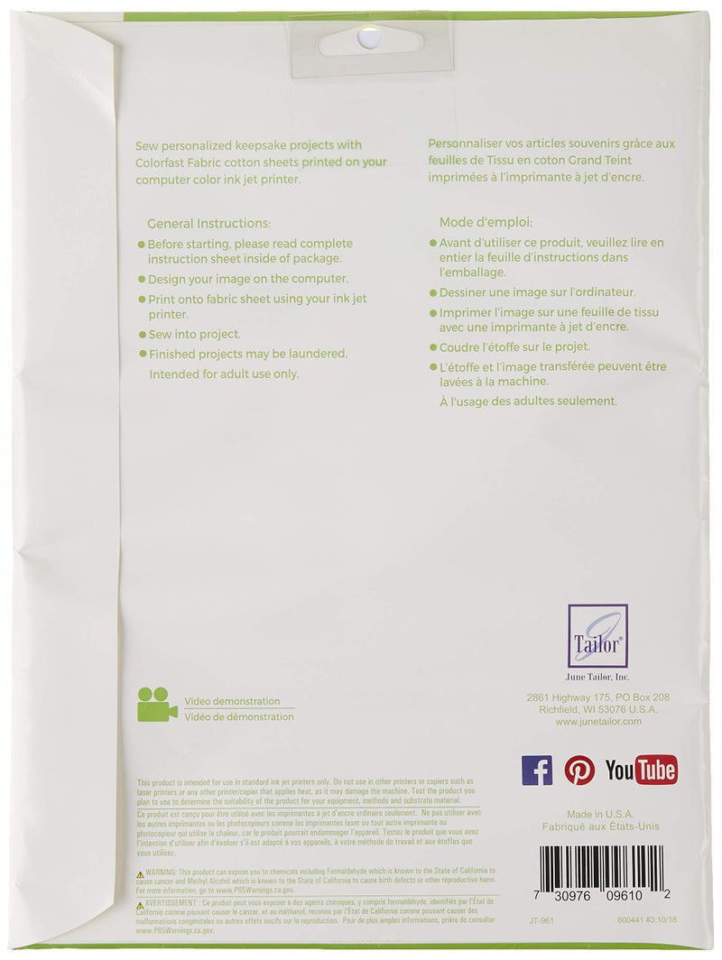 June Tailor Colorfast Fabric Sheets 10-Pack White - Image 2