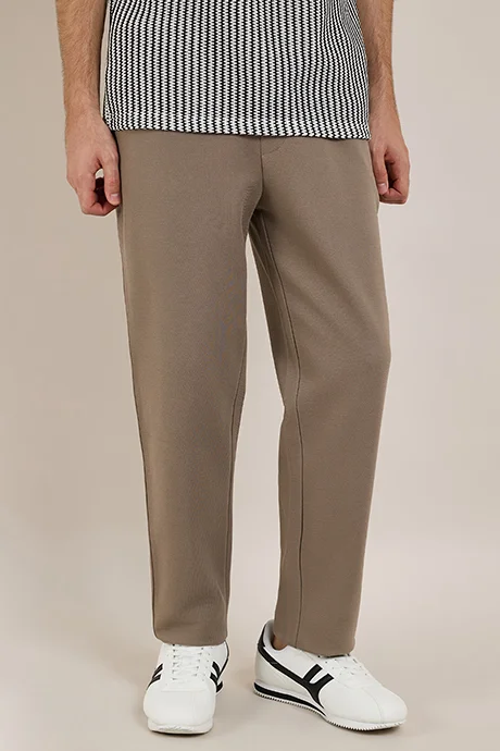 أر أند بي Solid Relaxed Fit Pants with Drawstring Waist