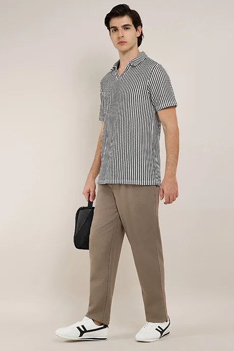 أر أند بي Solid Relaxed Fit Pants with Drawstring Waist