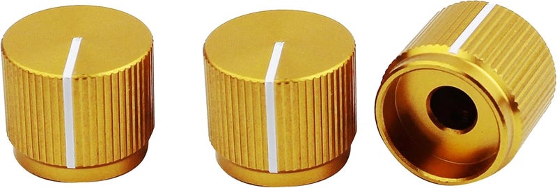 guyker 3Pcs Guitar Aluminum Alloy Flat Top Control Knobs Dia. 6mm(0.24") Shaft Pots - Dome Tuning Potentiometer Knob Replacement Part for Electric Guitar or Precision Bass, gold - Image 1