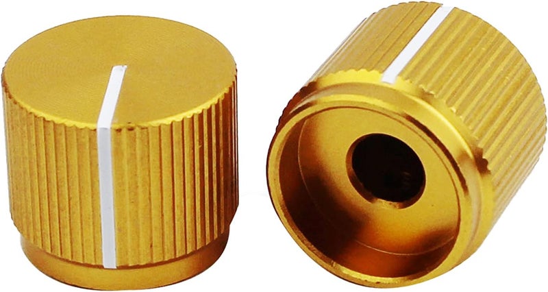 guyker 3Pcs Guitar Aluminum Alloy Flat Top Control Knobs Dia. 6mm(0.24") Shaft Pots - Dome Tuning Potentiometer Knob Replacement Part for Electric Guitar or Precision Bass, gold - Image 2
