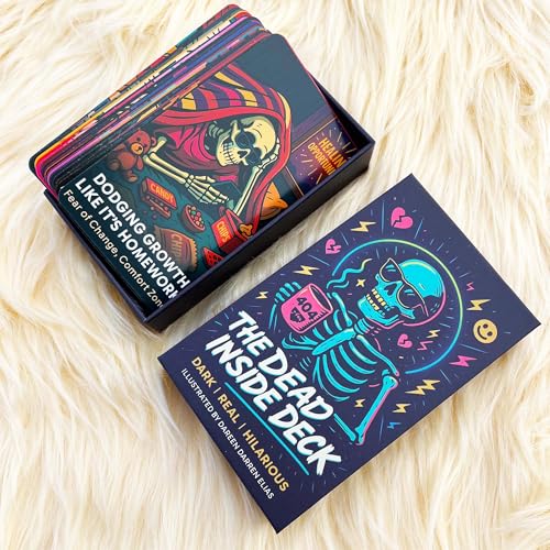 DPEHAKMK The Dead Inside Oracle Deck 54 Dark Humor Skeleton Oracle Cards for Beginners Funny Halloween Skeleton Oracle Cards Shadow Work Deck for Anxiety SelfAwareness and Modern Life Meltdowns - Image 5
