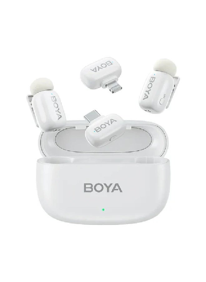 BOYA Mini 13, 2.4GHz Ultra-Mini Wireless Microphone Type-C and Lightning - White - Image 1