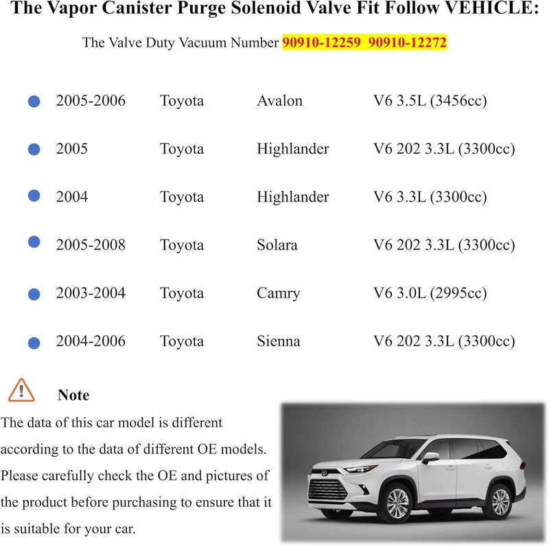 PANNUOSCS Vacuum Vapor Canister Purge Valve Solenoid for Toyota - Image 4