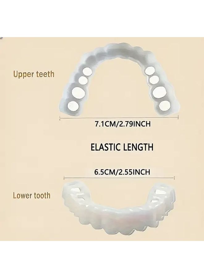 3 Upper And 3 Lower White Soft Adjustable Dentures Comfortable Natural Fit For Daily Use Easy To Clean - Image 3