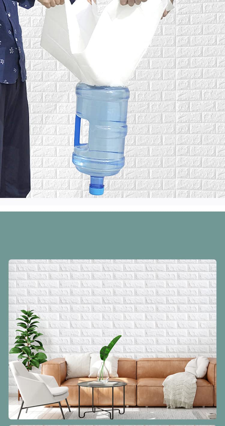 GLUN® 3D White Brick Wallpaper Self Adhesive for Wall PE Foam Wall Stickers DIY Wall Decor (70 x 77cm, Appx. 5.8Sq Feet) Pack of 1 - Image 2