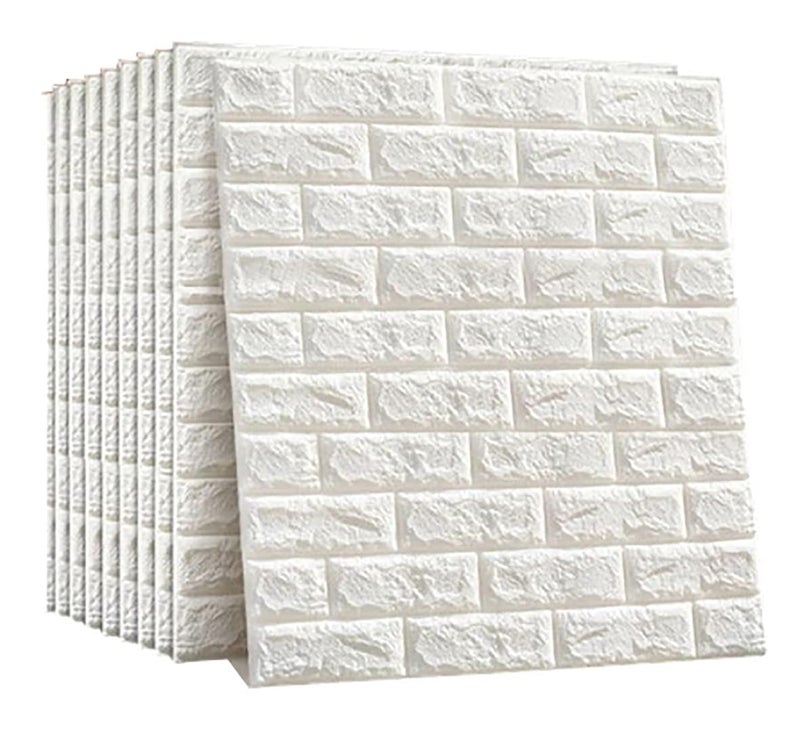 GLUN® 3D White Brick Wallpaper Self Adhesive for Wall PE Foam Wall Stickers DIY Wall Decor (70 x 77cm, Appx. 5.8Sq Feet) Pack of 1 - Image 1