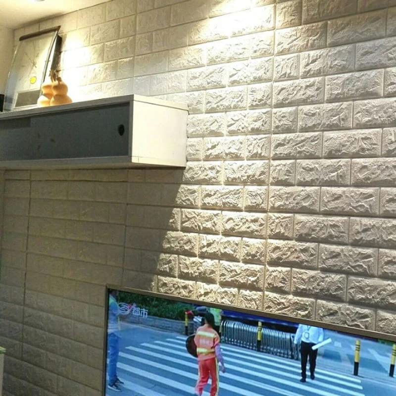 GLUN® 3D White Brick Wallpaper Self Adhesive for Wall PE Foam Wall Stickers DIY Wall Decor (70 x 77cm, Appx. 5.8Sq Feet) Pack of 1 - Image 3