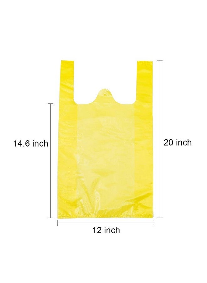 LazyMe LazyMe T Shirt Bags, Yellow Plastic Bags with Handles Bulk, Bolsas De Plastico Para Negocio, Grocery Bags Retail Shopping Bags Merchandise Bags for Supermarket Restaurant, 12x20inch (200pcs) - Image 2