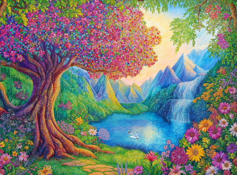 Cross & Glory Cross Glory The Enchanted Garden Escape 1000 Piece Jigsaw Puzzle for Adults Colorful Tree of Life Artwork Challenging Puzzle for Adults for Puzzle Lovers - Image 3