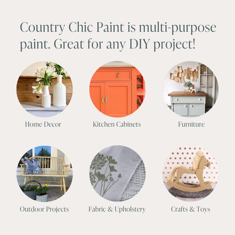 Country Chic Paint طلاء الطباشير الشامل بأسلوب ريفي للأثاث والخزائن وديكور المنزل، صديق للبيئة، تشطيب غير لامع، مع برايمر وطبقة علوية مدمجة للخشب والمعادن - كوكتيل استوائي (تركواز) - علبة 16 أونصة (475 مل) - Image 4