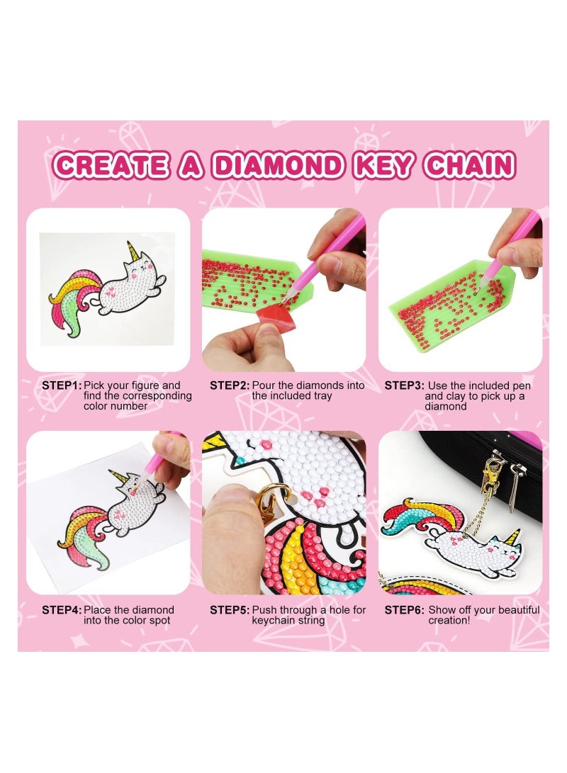 SYOSI Diamond Painting Kit For Kids with Keychains, Crafts for Girls Ages 8-12, Diamond Art for Kids, Diamond Dot Gem Art Kits for Kids, Kids Arts and Crafts for Kid Ages 8-12, Unicorn Painting Kit - Image 2