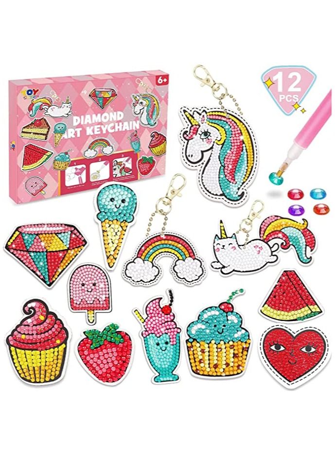 SYOSI Diamond Painting Kit For Kids with Keychains, Crafts for Girls Ages 8-12, Diamond Art for Kids, Diamond Dot Gem Art Kits for Kids, Kids Arts and Crafts for Kid Ages 8-12, Unicorn Painting Kit - Image 1