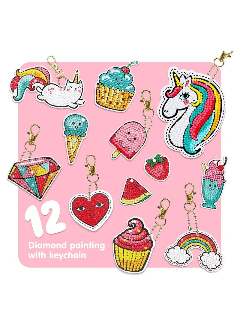SYOSI Diamond Painting Kit For Kids with Keychains, Crafts for Girls Ages 8-12, Diamond Art for Kids, Diamond Dot Gem Art Kits for Kids, Kids Arts and Crafts for Kid Ages 8-12, Unicorn Painting Kit - Image 3