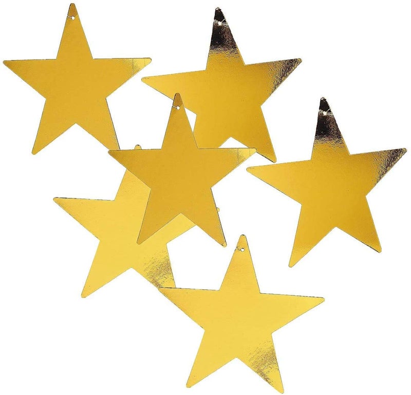 Fun Express Gold Star 12" Cutout - 1 Dozen Gold Foil Cardboard Star Cutouts