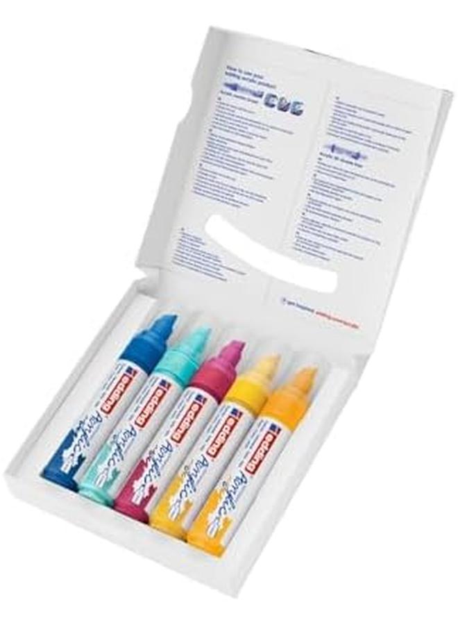 Edding 5000 Acrylic Marker Broad Multi Coloured Acrylic Paint Markers 5 Pack Abstract 5 10Mm Chisel Nib Acrylic Marker For Painting On Canvas Wood Acrylic Marker Waterproof - Image 3