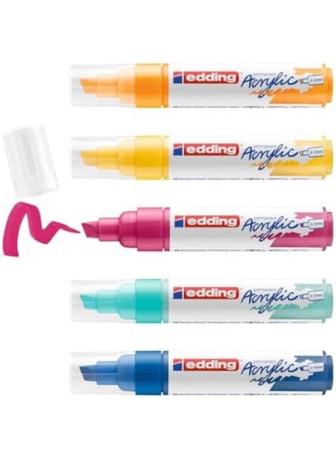 Edding 5000 Acrylic Marker Broad Multi Coloured Acrylic Paint Markers 5 Pack Abstract 5 10Mm Chisel Nib Acrylic Marker For Painting On Canvas Wood Acrylic Marker Waterproof - Image 2