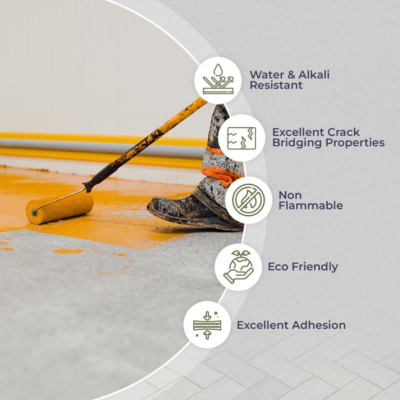 Granotone دهان الأرضيات GRANOTONE للأرضيات الأسمنتية والبلاط، مانع تسرب الخرسانة المعتمد على البولي يوريثين والبوليمر الأكريليكي، مضاد للانزلاق، دهان بلاط سميك ودائم 1 لتر، برتقالي - Image 3