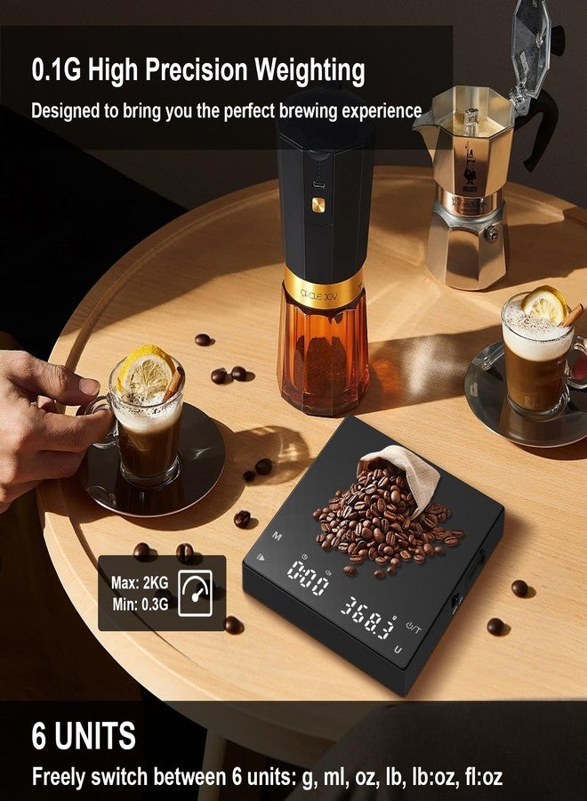 Diyife Rechargeable Mini Coffee Scale, Diyife Pour Over Coffee Scale with Timer, 2kg/0.1g Accurate Scale, Auto/Manual Timing, Mini Portable Digital Kitchen Scale for Drip Coffee, Espresso, French Press - Image 4