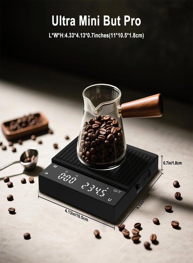 Diyife Rechargeable Mini Coffee Scale, Diyife Pour Over Coffee Scale with Timer, 2kg/0.1g Accurate Scale, Auto/Manual Timing, Mini Portable Digital Kitchen Scale for Drip Coffee, Espresso, French Press - Image 2