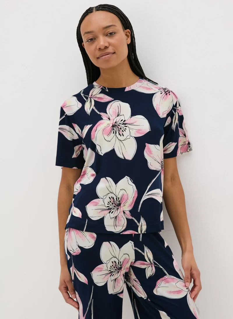 Matalan Navy Floral Pyjama Top