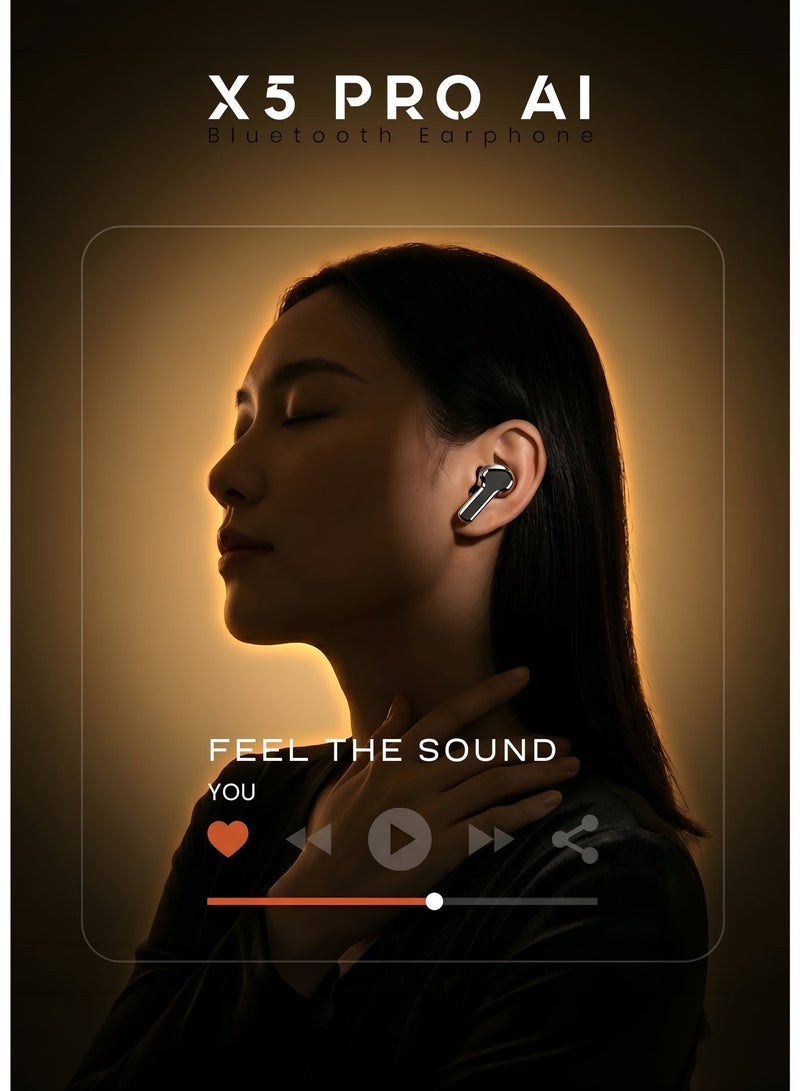 G-TAB X5 Pro AI Bluetooth Earbuds with AI Noise Cancellation & Live Translation 40H Long Battery life Touch Control ,AI Clear Calls, In-Ear Wireless Earphones — Black - Image 5